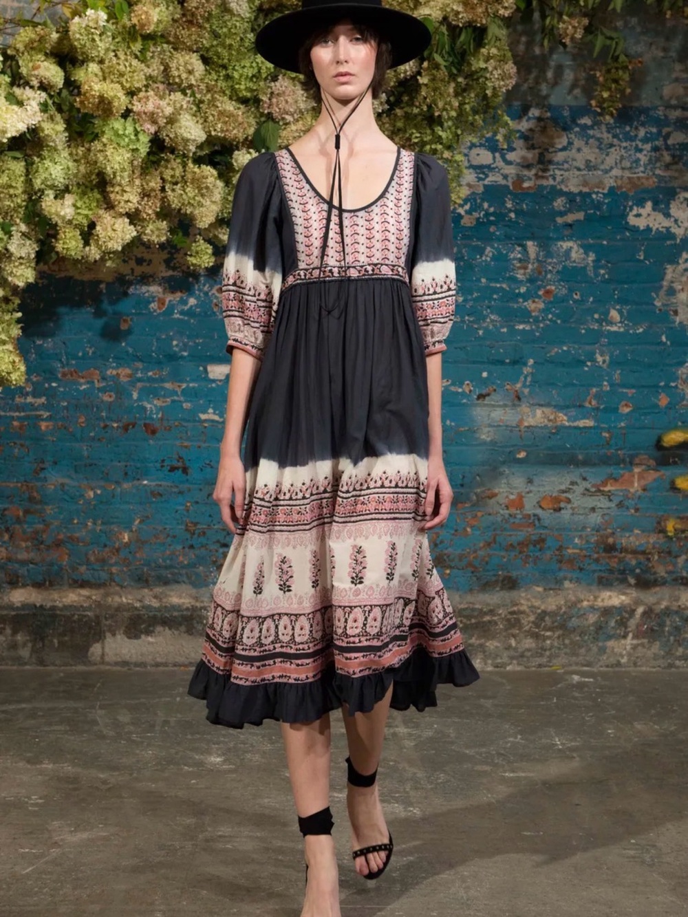 Ulla Johnson Navy Tie-Dye Ombre Block Print Midi Dress M - originally $510